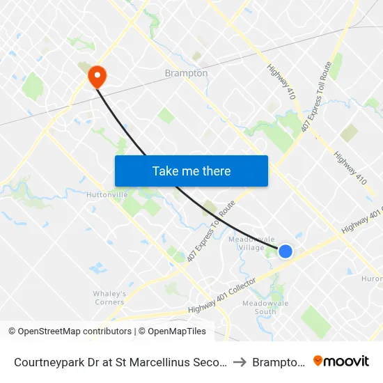 Courtneypark Dr at St Marcellinus Secondary School to Brampton ON map