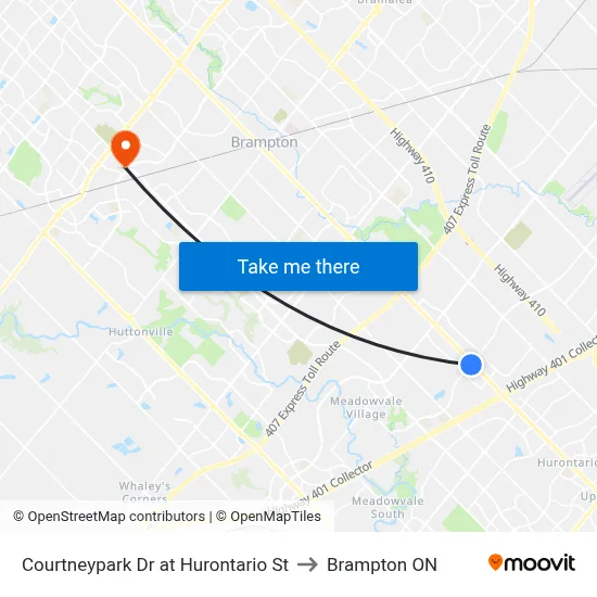 Courtneypark Dr at Hurontario St to Brampton ON map