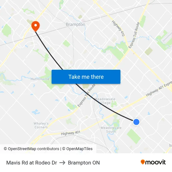 Mavis Rd at Rodeo Dr to Brampton ON map