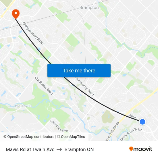 Mavis Rd at Twain Ave to Brampton ON map