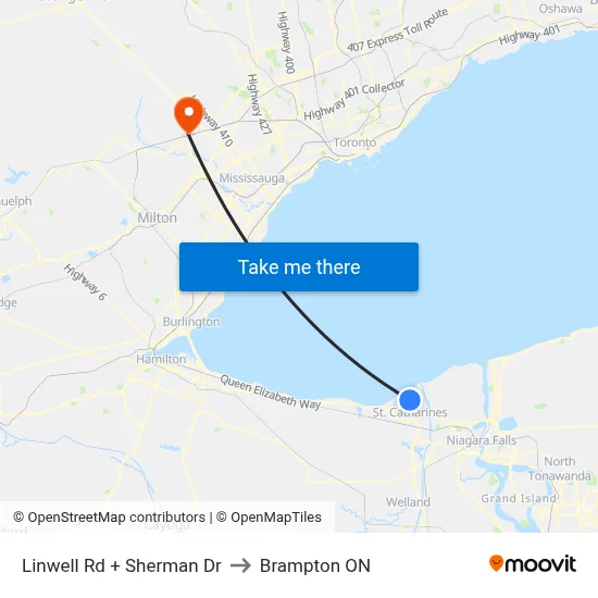 Linwell Rd + Sherman Dr to Brampton ON map