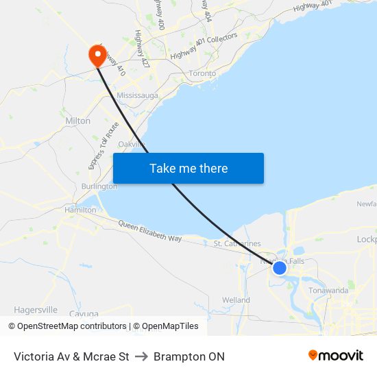 Victoria Av & Mcrae St to Brampton ON map