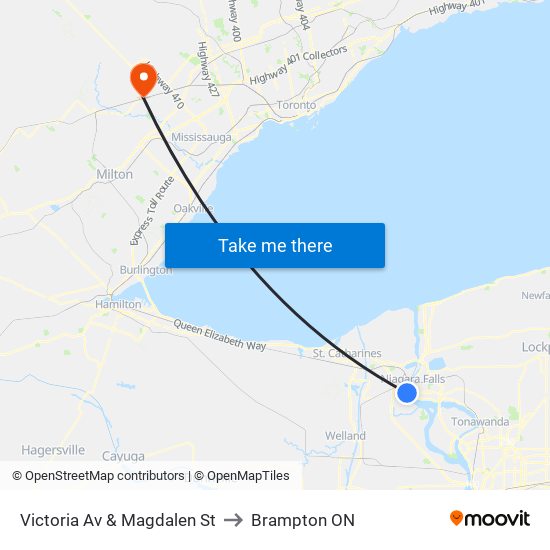 Victoria Av & Magdalen St to Brampton ON map