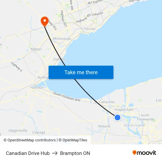 Canadian Drive Hub to Brampton ON map