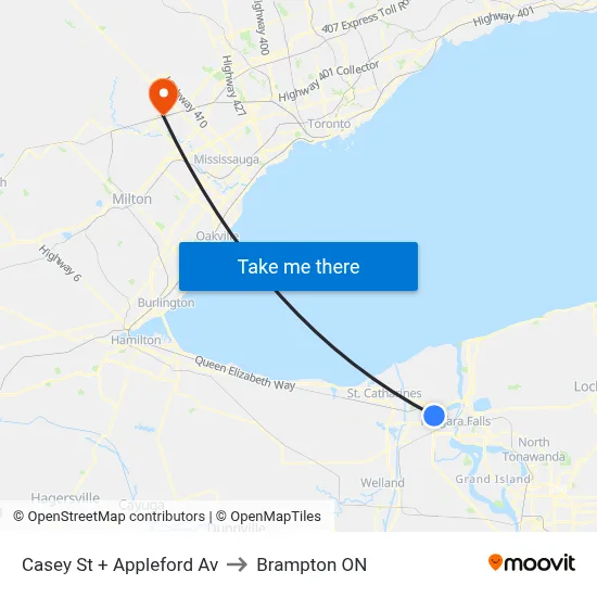 Casey St + Appleford Av to Brampton ON map