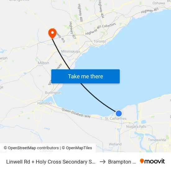 Linwell Rd + Holy Cross Secondary School to Brampton ON map
