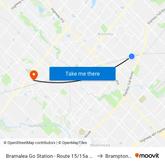 Bramalea Go Station - Route 15/15a Nb Stop to Brampton ON map