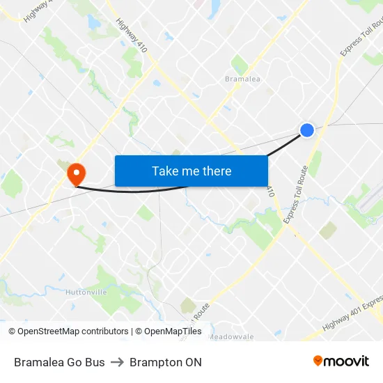 Bramalea Go Bus to Brampton ON map