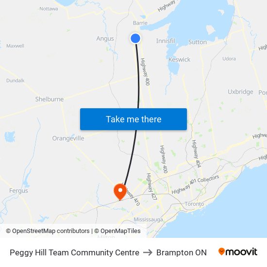 Peggy Hill Team Community Centre to Brampton ON map