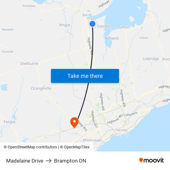 Madelaine Drive to Brampton ON map