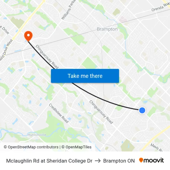 Mclaughlin Rd at Sheridan College Dr to Brampton ON map