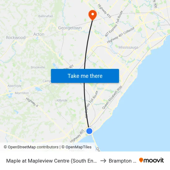 Maple at Mapleview Centre (South Entrance) to Brampton ON map