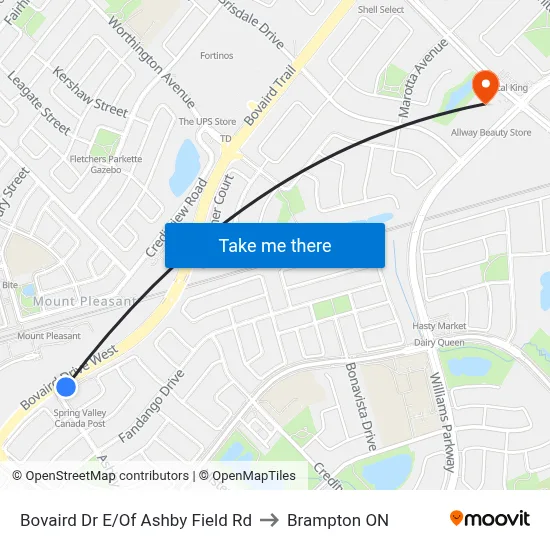 Bovaird Dr E/Of Ashby Field Rd to Brampton ON map