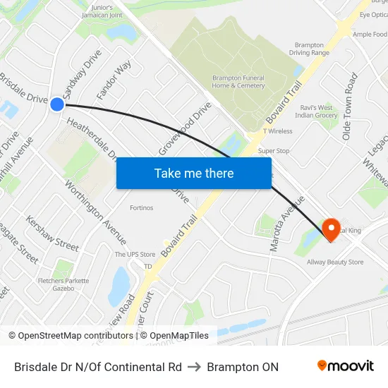 Brisdale Dr N/Of Continental Rd to Brampton ON map