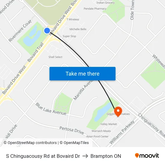 S Chinguacousy Rd at Bovaird Dr to Brampton ON map