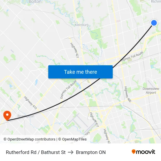 Rutherford Rd / Bathurst St to Brampton ON map
