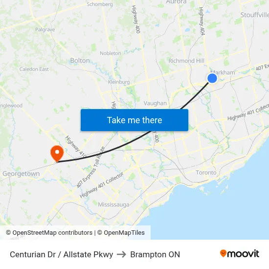 Centurian Dr / Allstate Pkwy to Brampton ON map