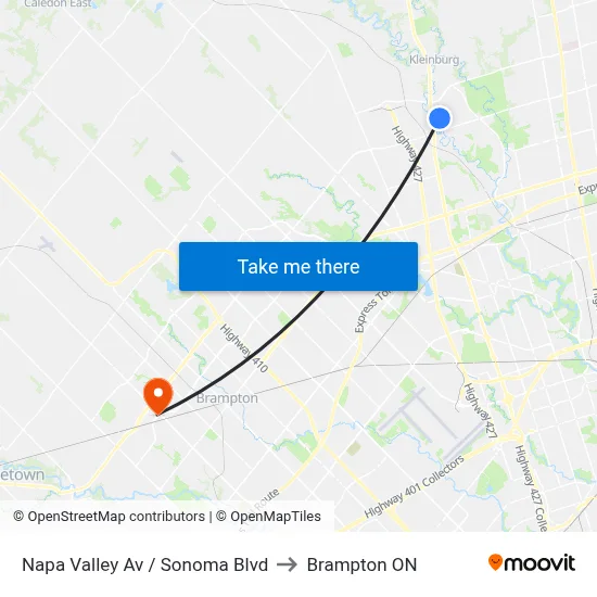 Napa Valley Av / Sonoma Blvd to Brampton ON map