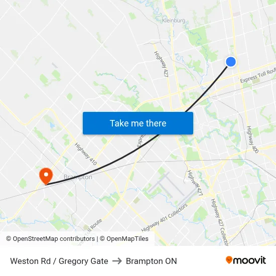 Weston Rd / Gregory Gate to Brampton ON map