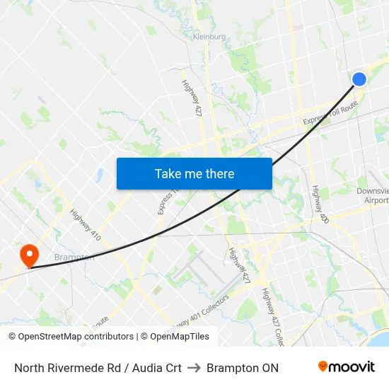 North Rivermede Rd / Audia Crt to Brampton ON map