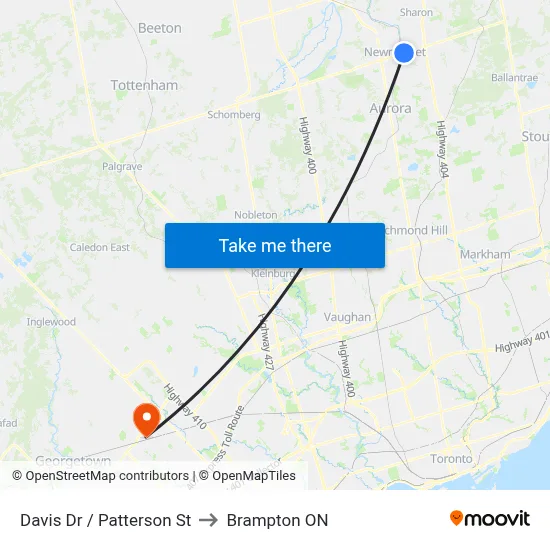 Davis Dr / Patterson St to Brampton ON map