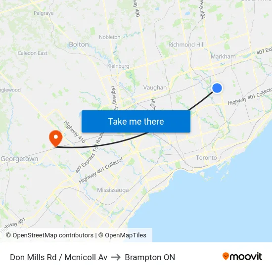 Don Mills Rd / Mcnicoll Av to Brampton ON map