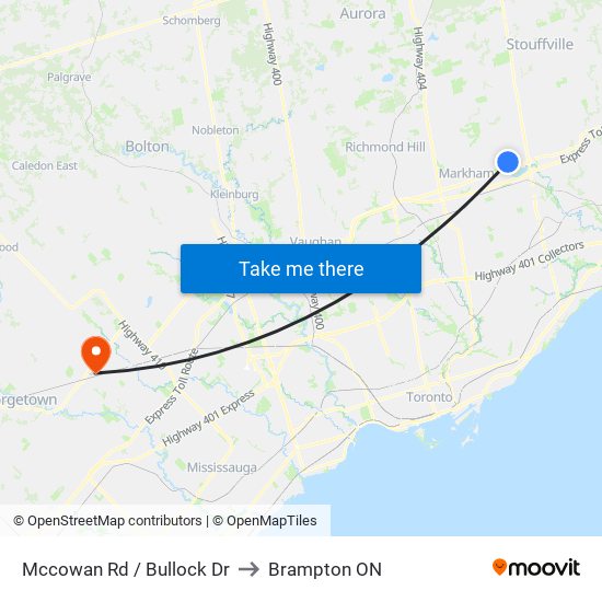 Mccowan Rd / Bullock Dr to Brampton ON map