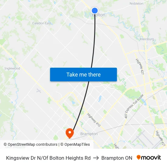 Kingsview Dr N/Of Bolton Heights Rd to Brampton ON map