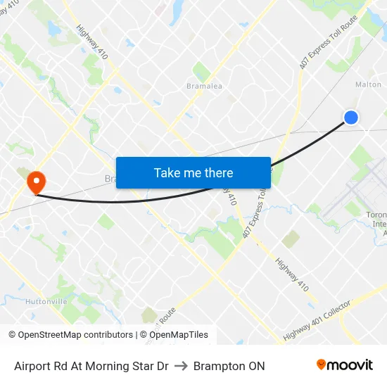 Airport Rd At Morning Star Dr to Brampton ON map