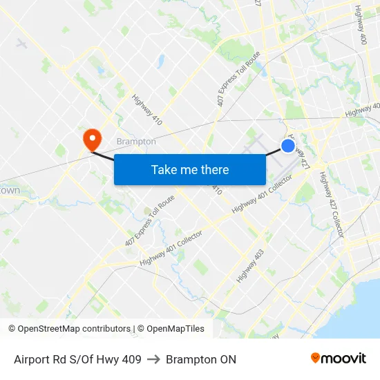 Airport Rd S/Of Hwy 409 to Brampton ON map