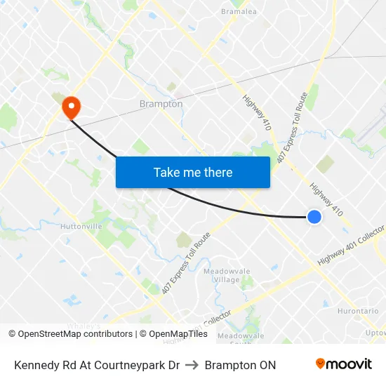 Kennedy Rd At Courtneypark Dr to Brampton ON map