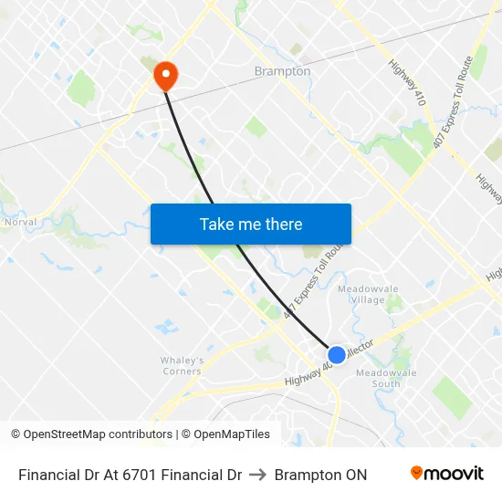 Financial Dr At 6701 Financial Dr to Brampton ON map