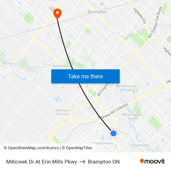Millcreek Dr At Erin Mills Pkwy to Brampton ON map