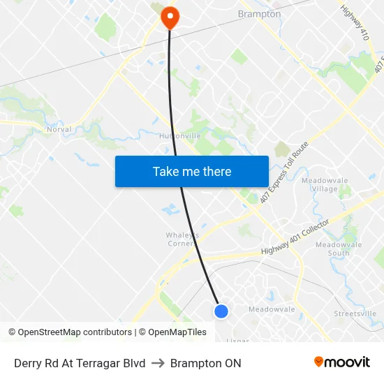 Derry Rd At Terragar Blvd to Brampton ON map