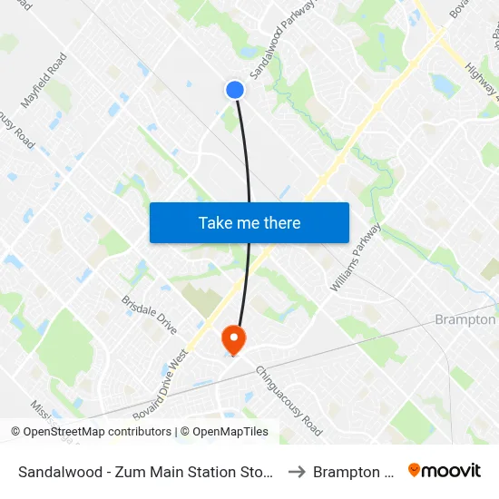 Sandalwood - Zum Main Station Stop Nb to Brampton ON map