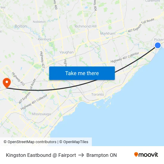 Kingston Eastbound @ Fairport to Brampton ON map