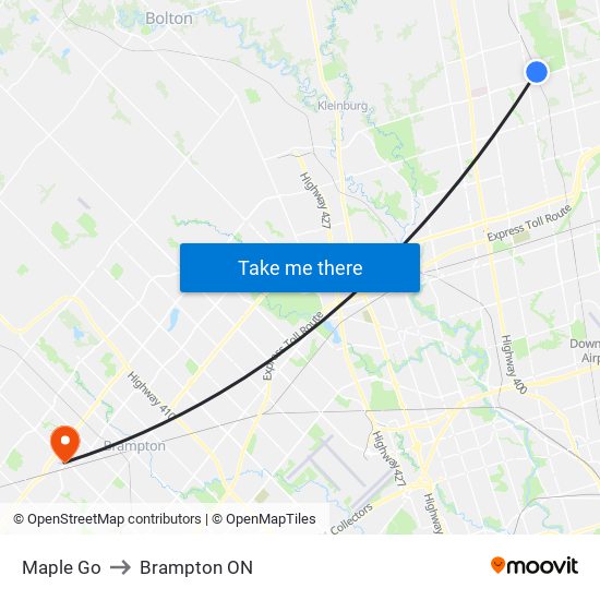 Maple Go to Brampton ON map