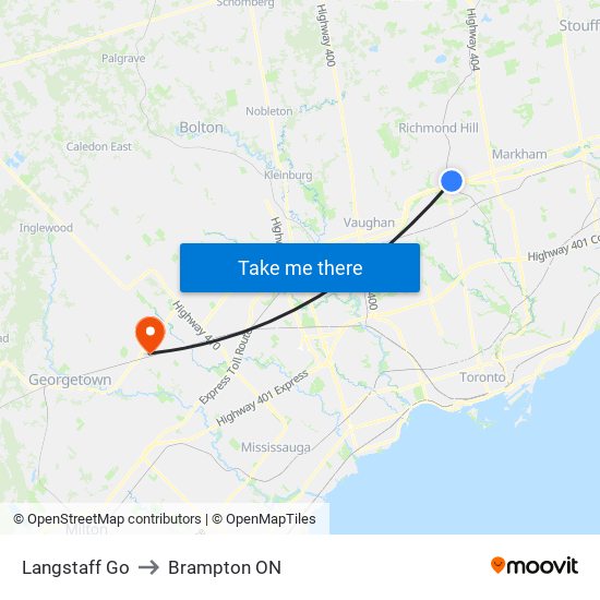 Langstaff Go to Brampton ON map