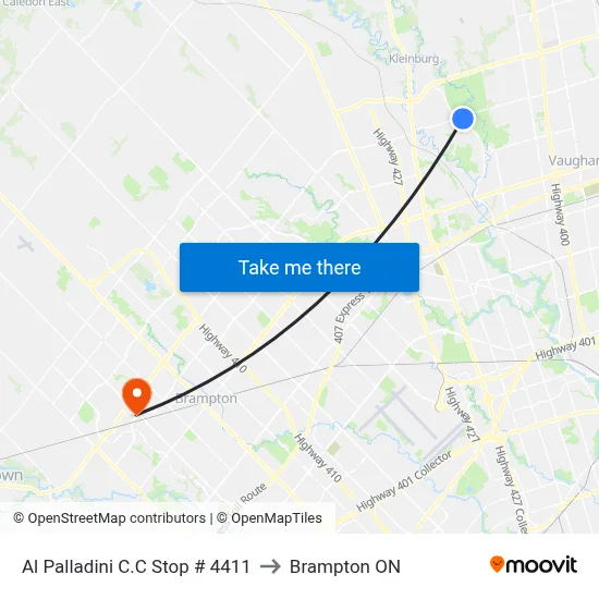 Al Palladini C.C Stop # 4411 to Brampton ON map