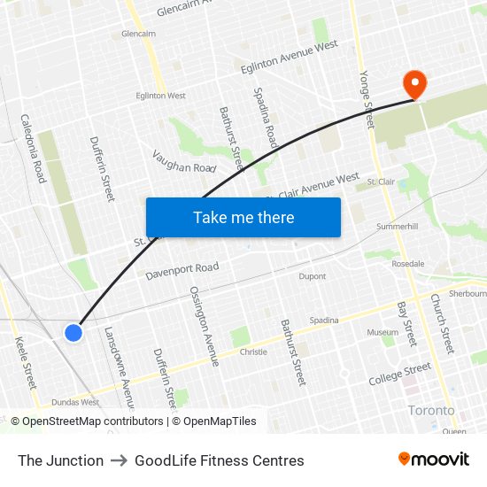 The Junction to GoodLife Fitness Centres map