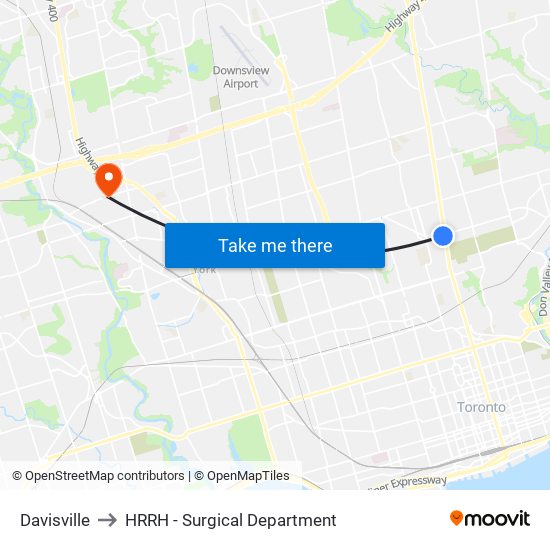 Davisville to HRRH - Surgical Department map