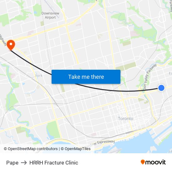 Pape to HRRH Fracture Clinic map