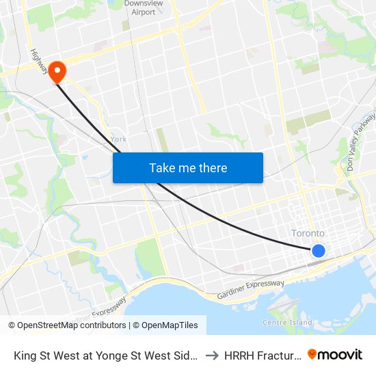 King St West at Yonge St West Side - King Station to HRRH Fracture Clinic map