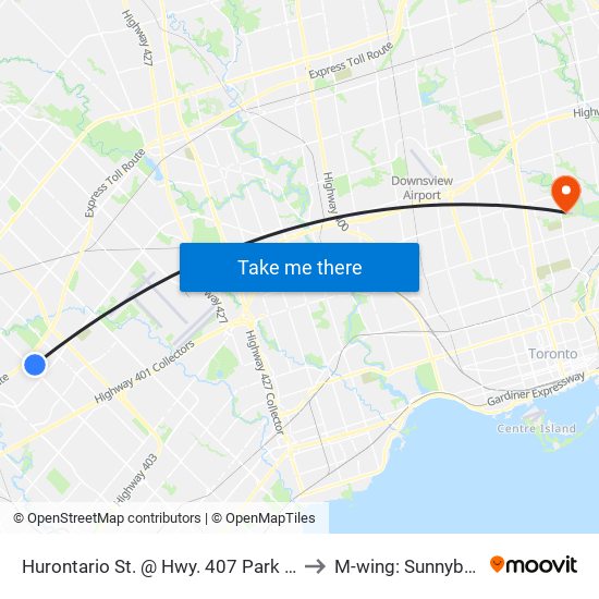 Hurontario St. @ Hwy. 407 Park & Ride to M-wing: Sunnybrook map