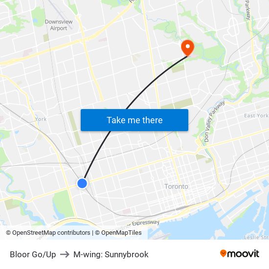 Bloor Go/Up to M-wing: Sunnybrook map