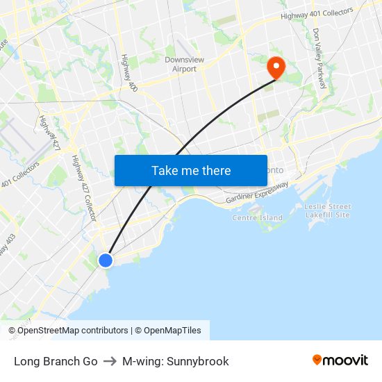 Long Branch Go to M-wing: Sunnybrook map