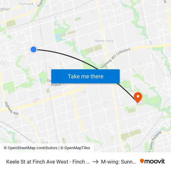 Keele St at Finch Ave West - Finch West Station to M-wing: Sunnybrook map