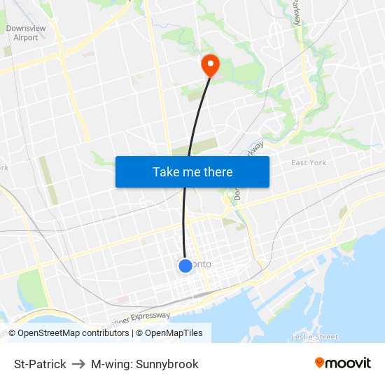 St-Patrick to M-wing: Sunnybrook map