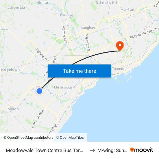 Meadowvale Town Centre Bus Terminal Platform H, I, J to M-wing: Sunnybrook map