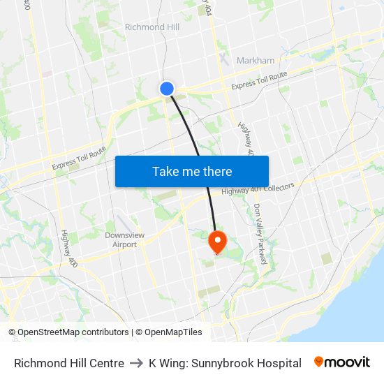 Richmond Hill Centre to K Wing: Sunnybrook Hospital map